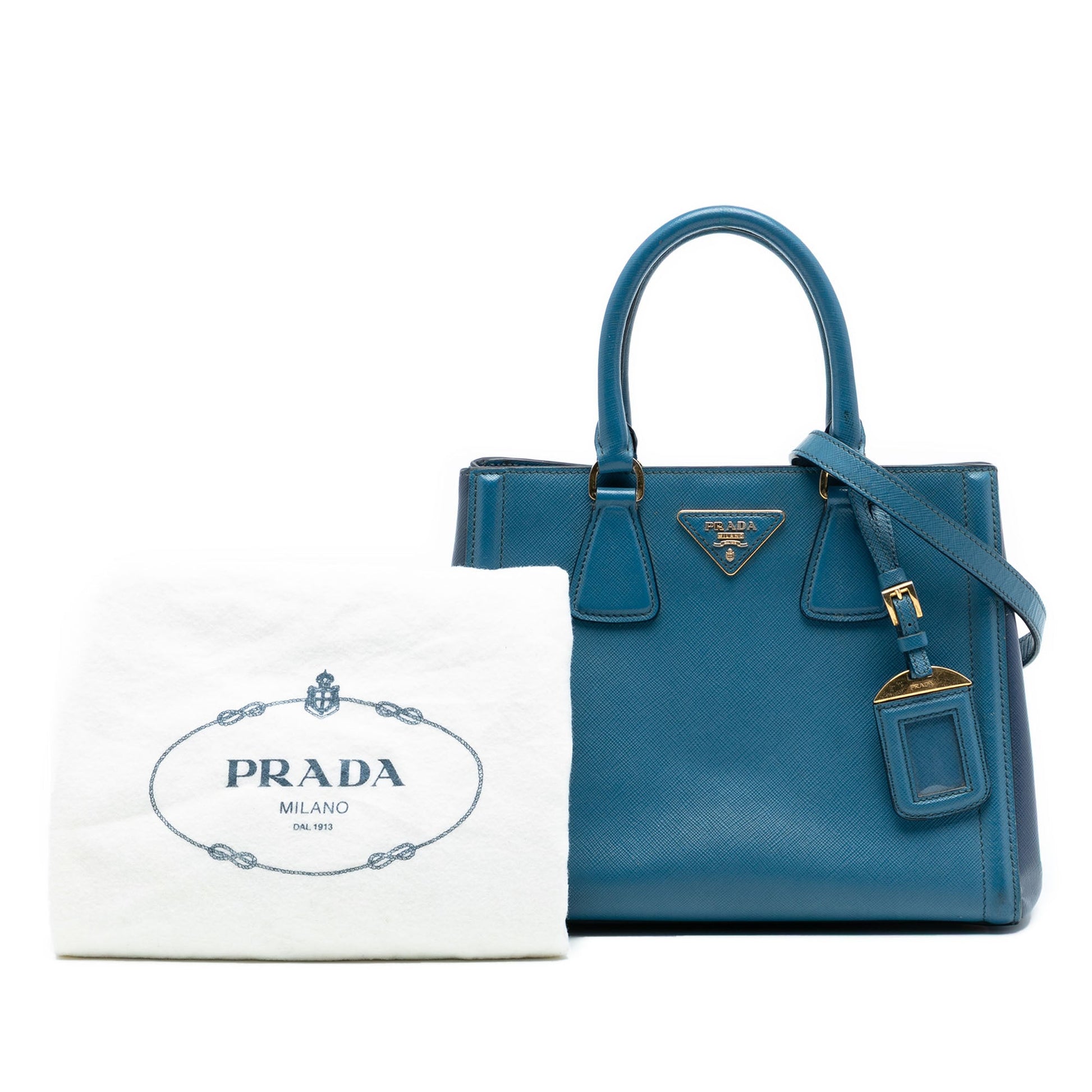 Prada Small Bicolor Saffiano Lux Galleria Satchel