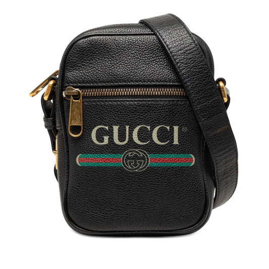 Gucci Mini Grained Calfskin Logo Crossbody