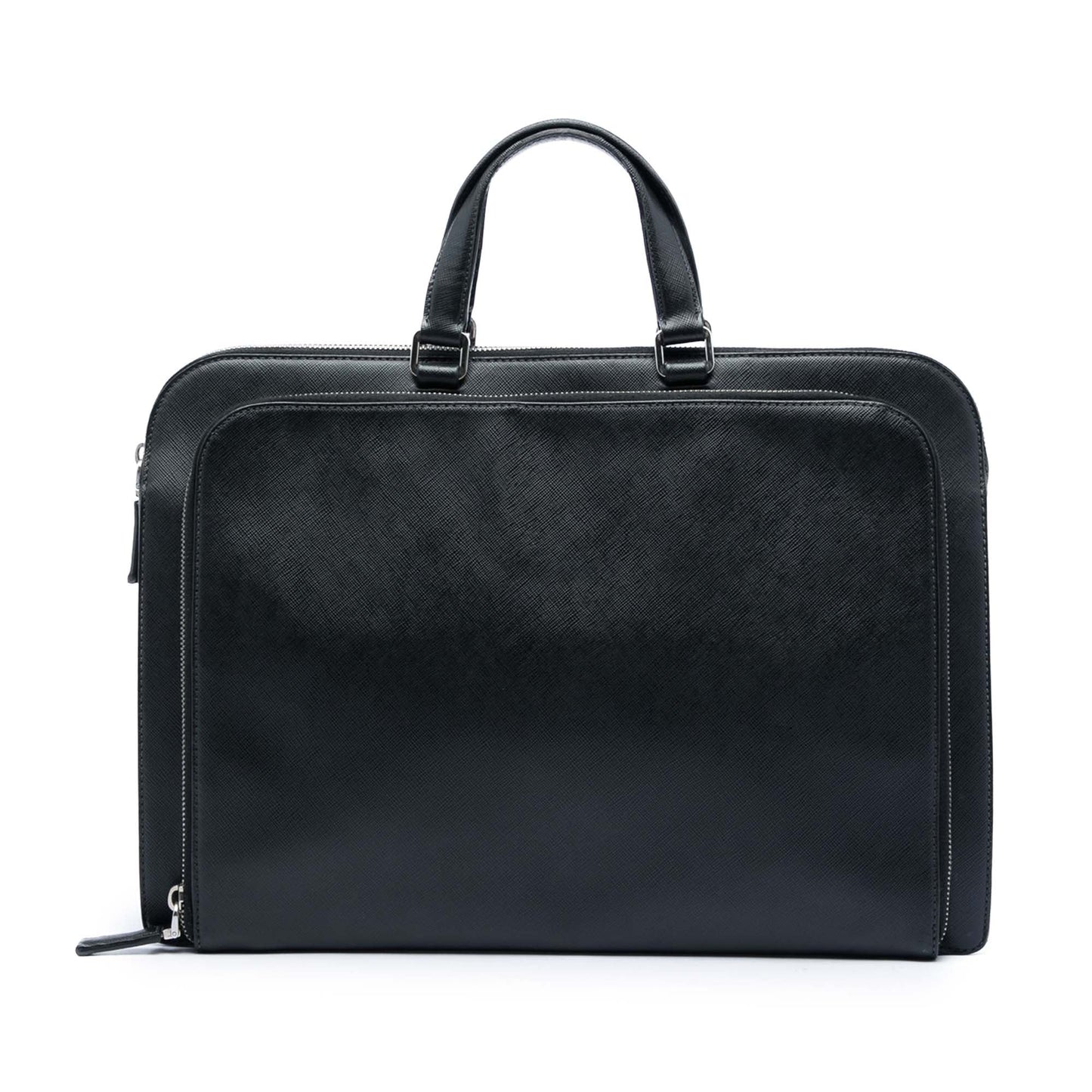 Prada Saffiano Cuir Travel Front Zip Pocket Briefcase