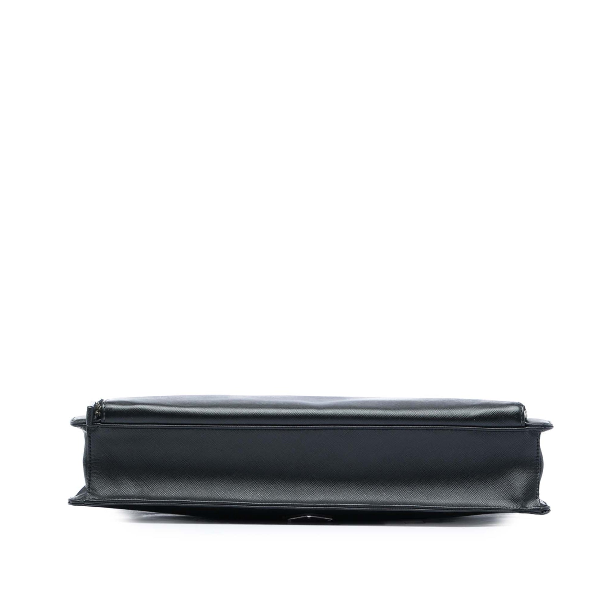 Prada Saffiano Cuir Travel Front Zip Pocket Briefcase