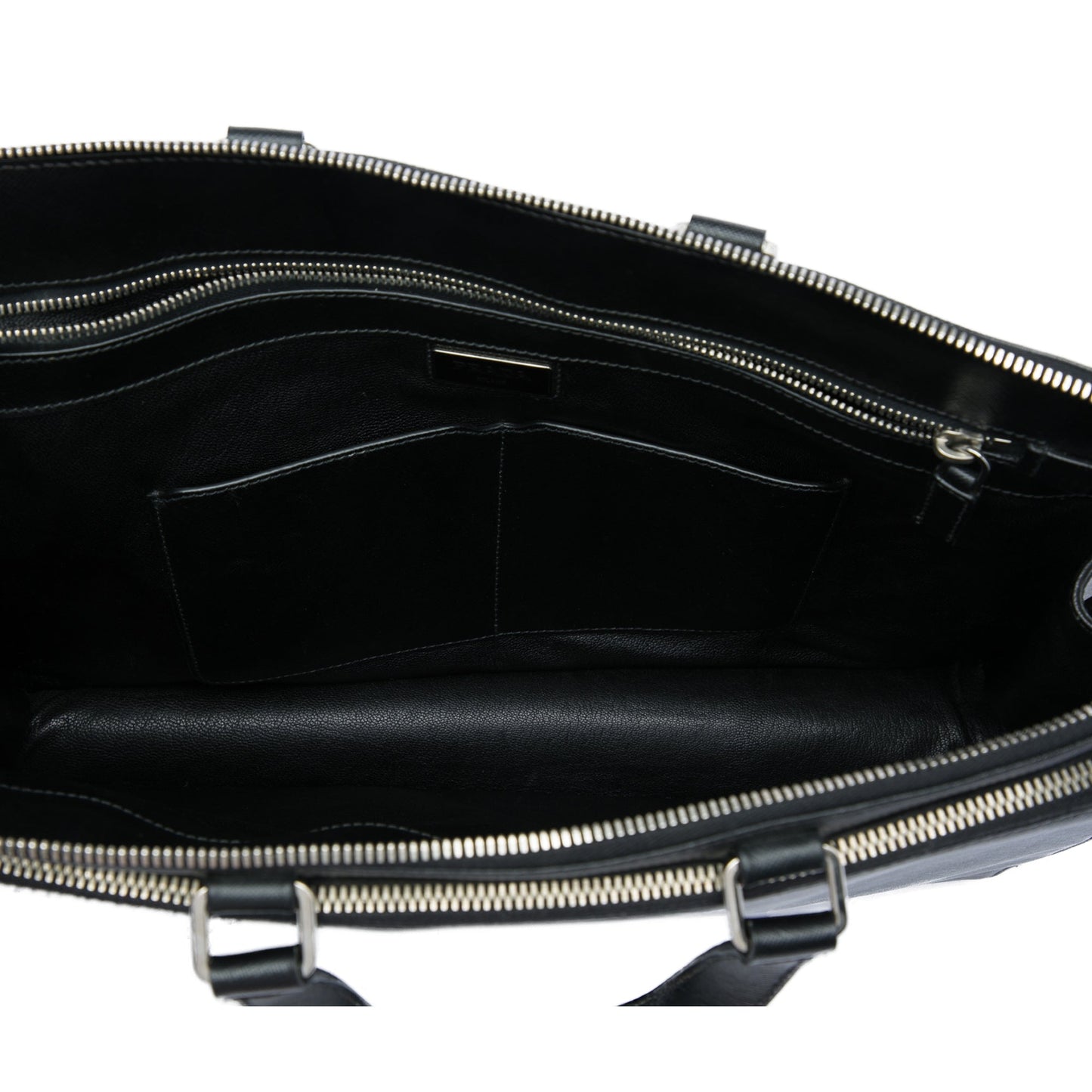 Prada Saffiano Cuir Travel Front Zip Pocket Briefcase