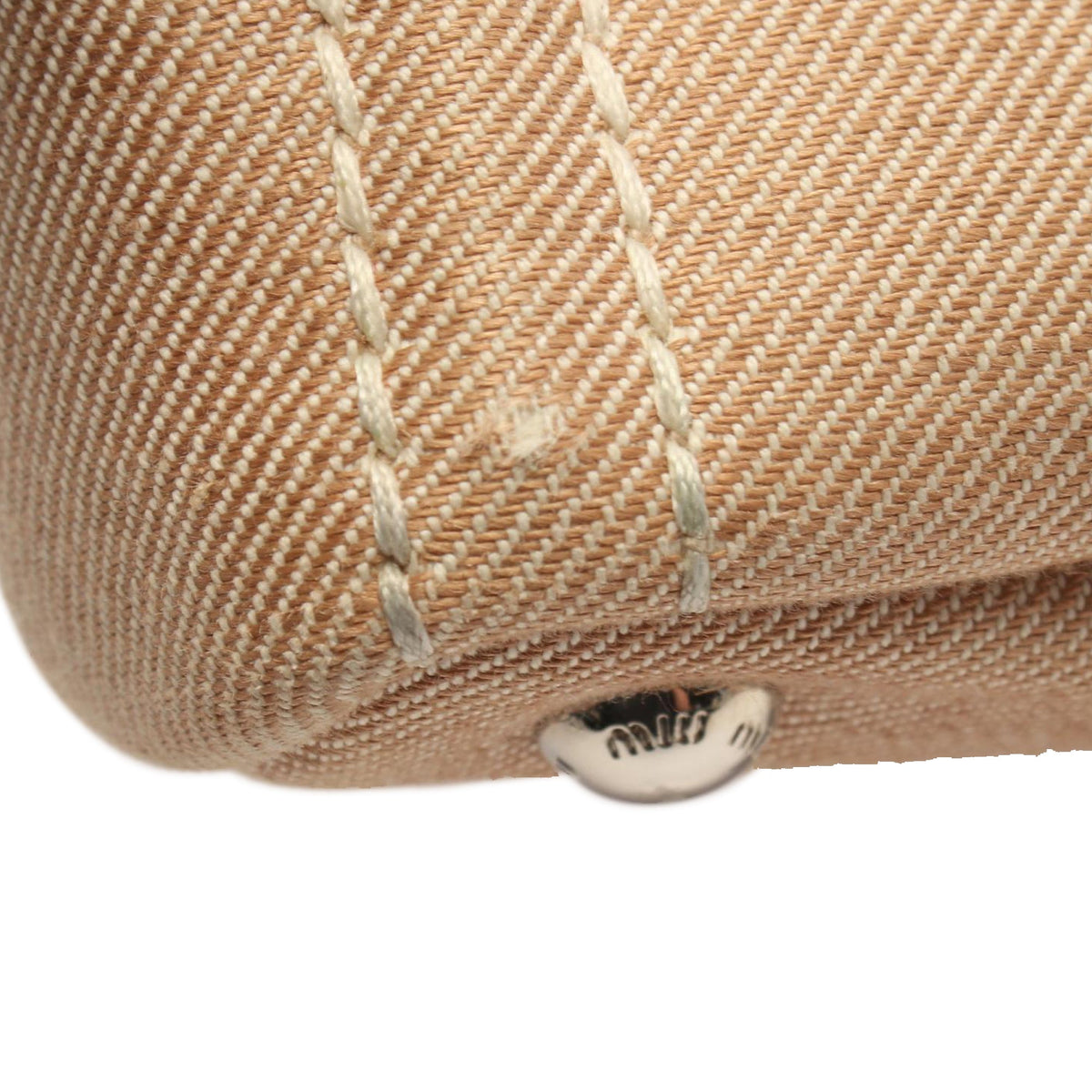 Miu Miu Small Canvas Logo Satchel — Beige