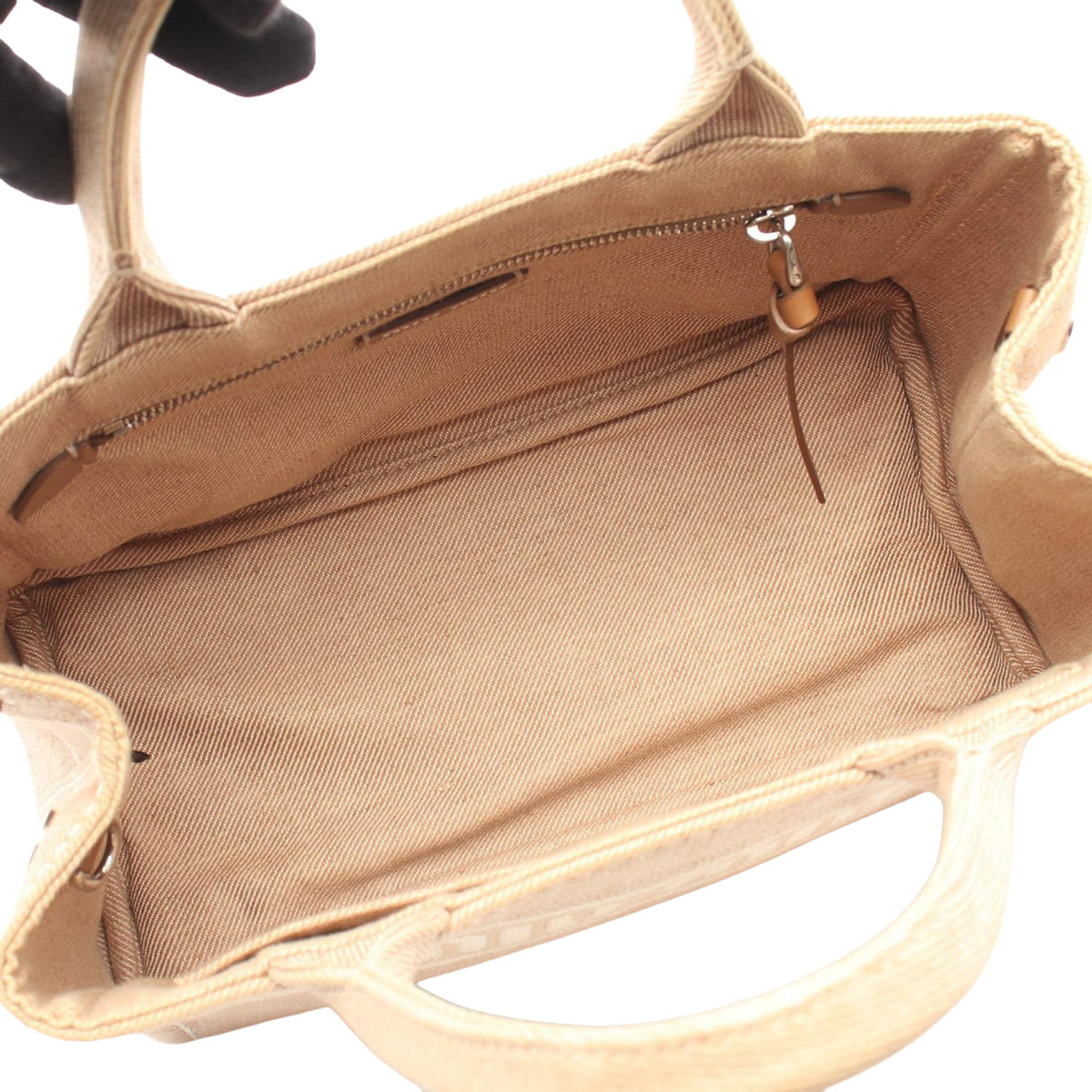 Miu Miu Small Canvas Logo Satchel — Beige