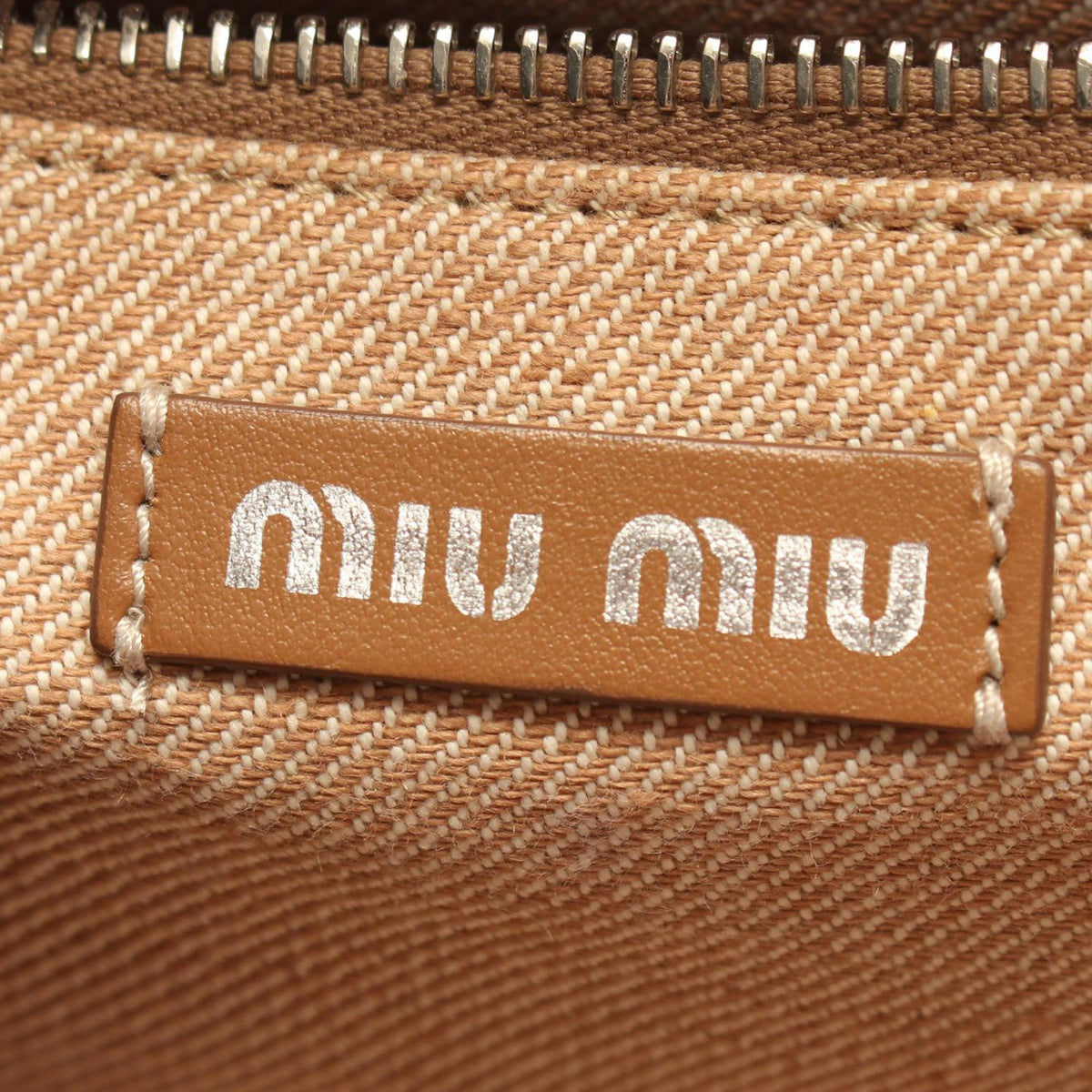 Miu Miu Small Canvas Logo Satchel — Beige