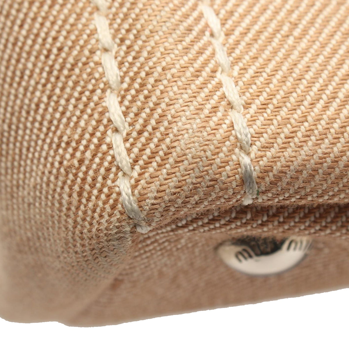 Miu Miu Small Canvas Logo Satchel — Beige