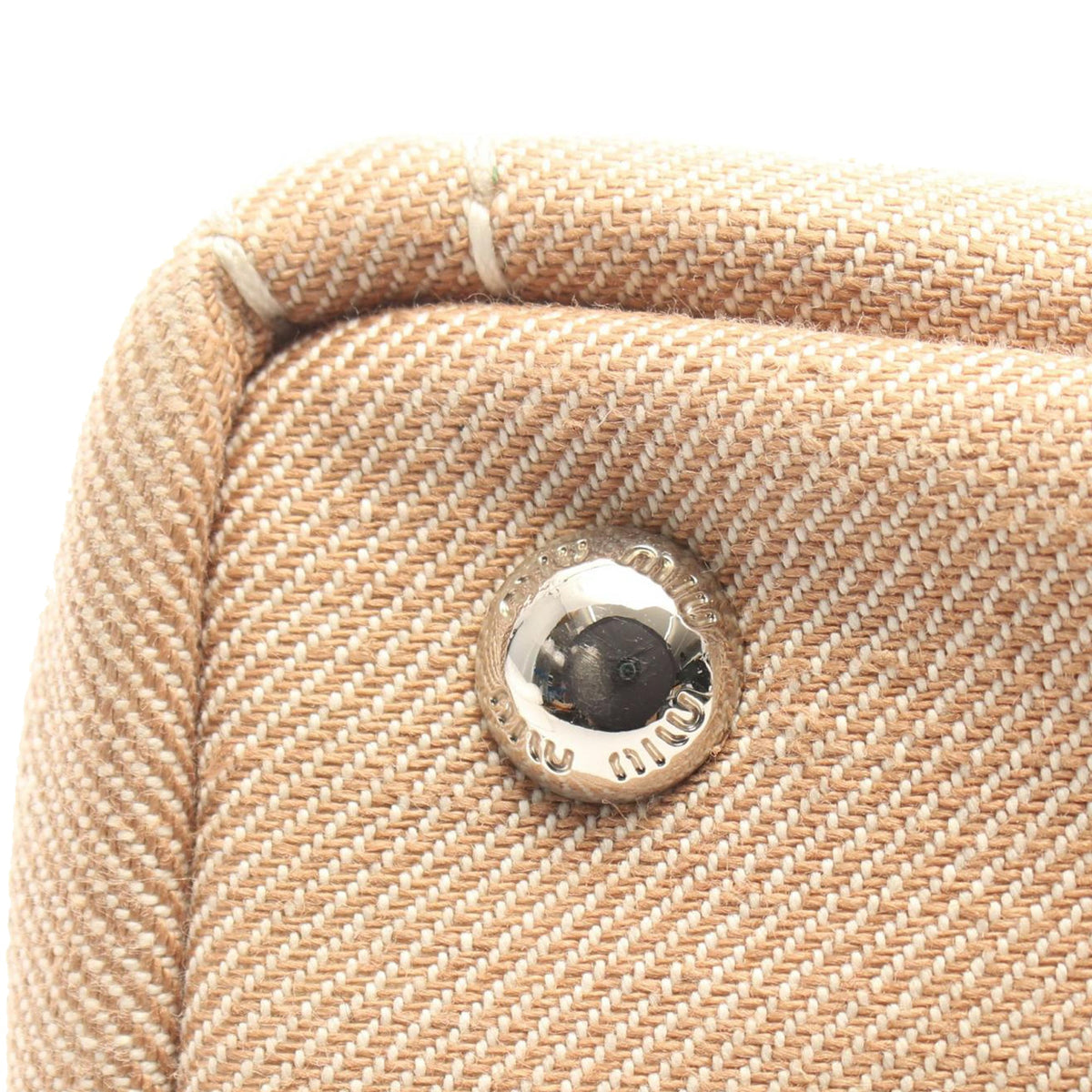 Miu Miu Small Canvas Logo Satchel — Beige