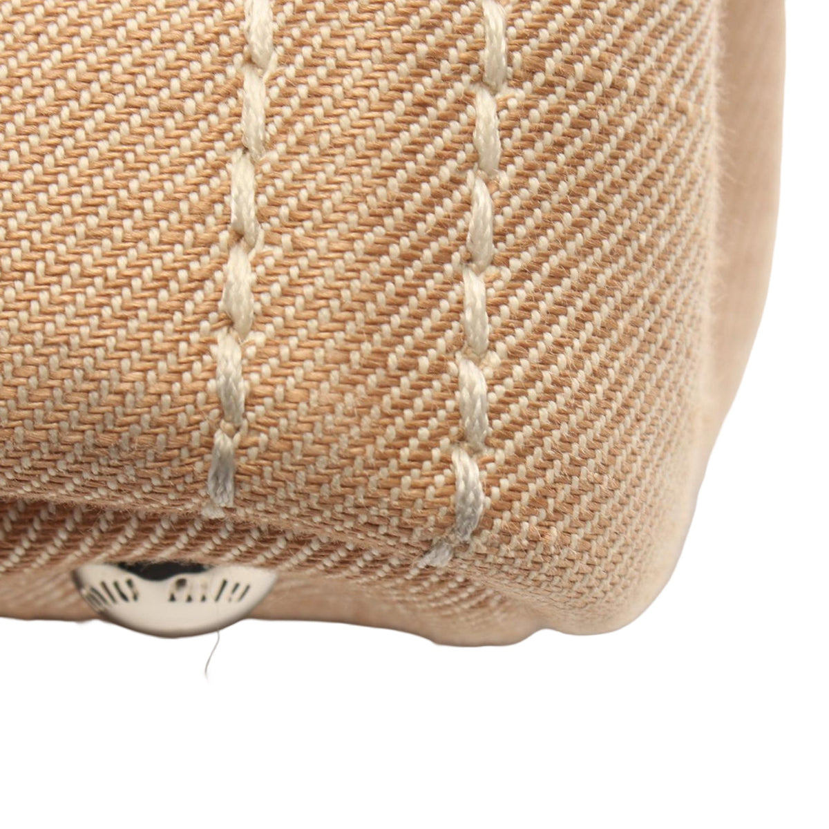 Miu Miu Small Canvas Logo Satchel — Beige