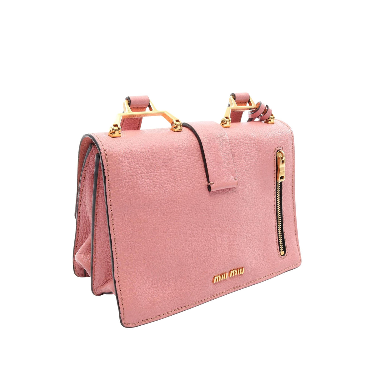 Miu Miu Goatskin Madras Crossbody — Pink
