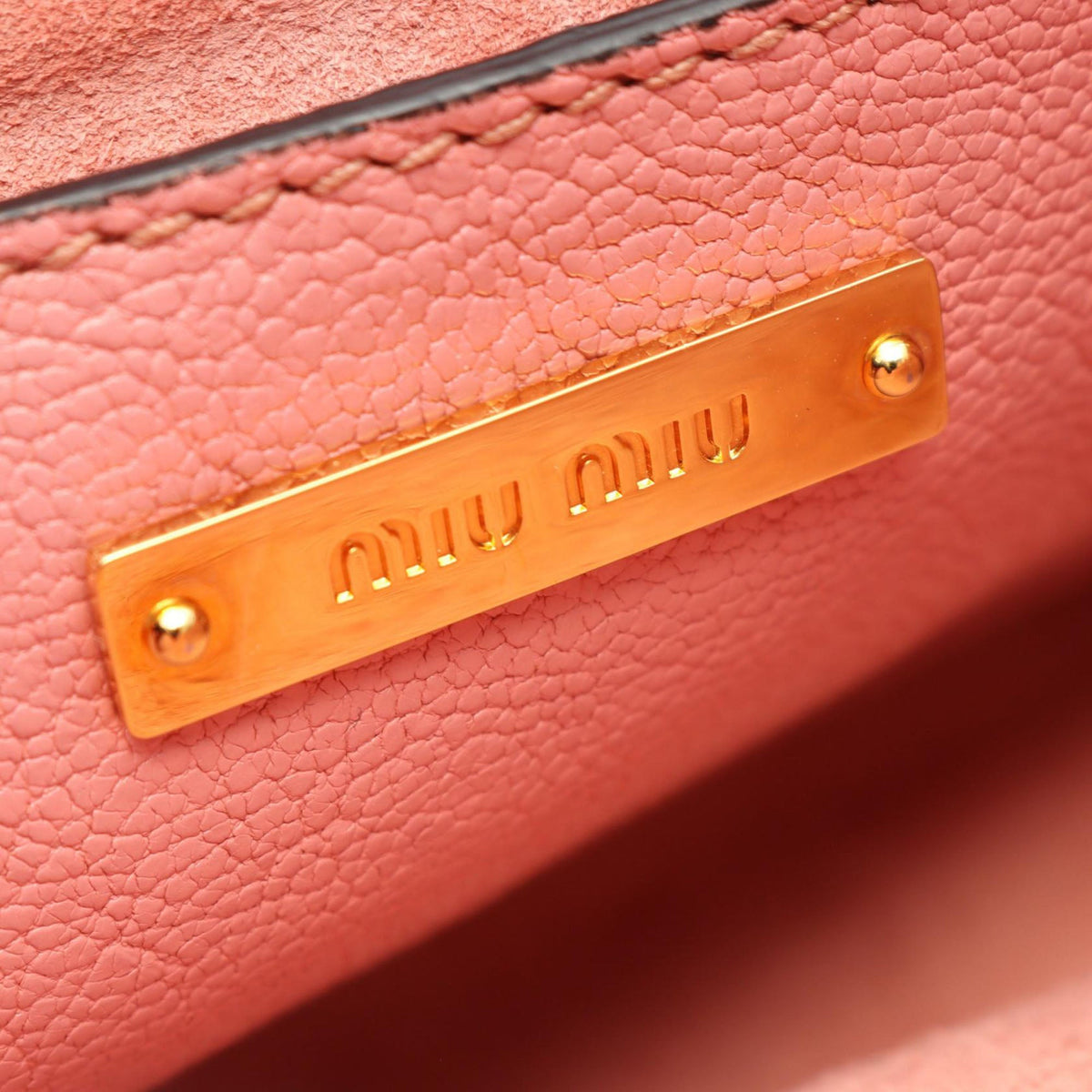 Miu Miu Goatskin Madras Crossbody — Pink