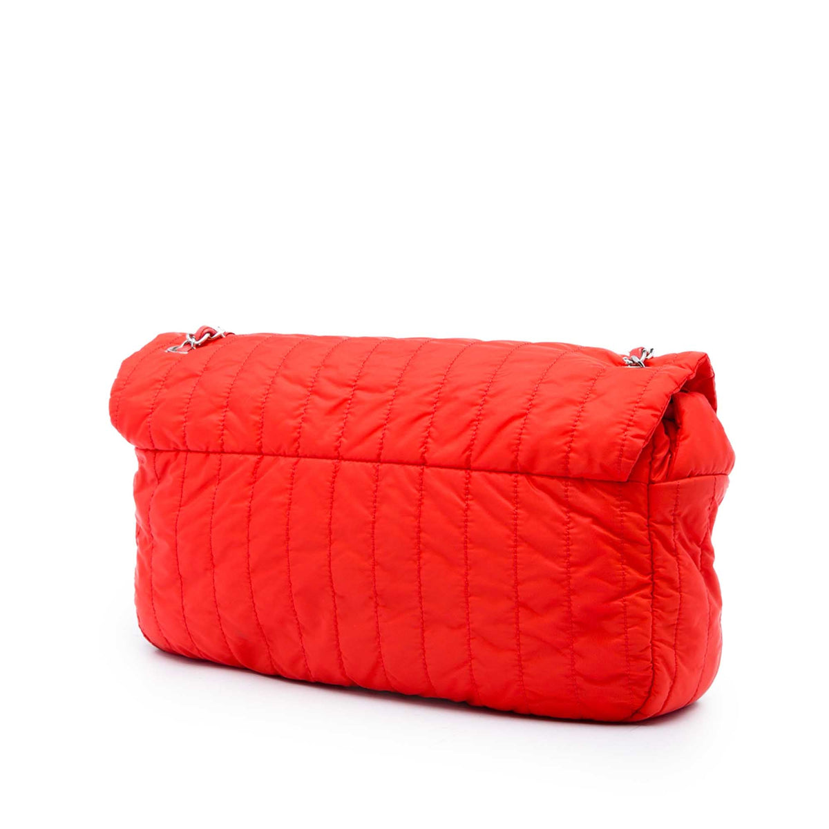 Chanel Jumbo Quilted Nylon Soft Shell Flap — Red