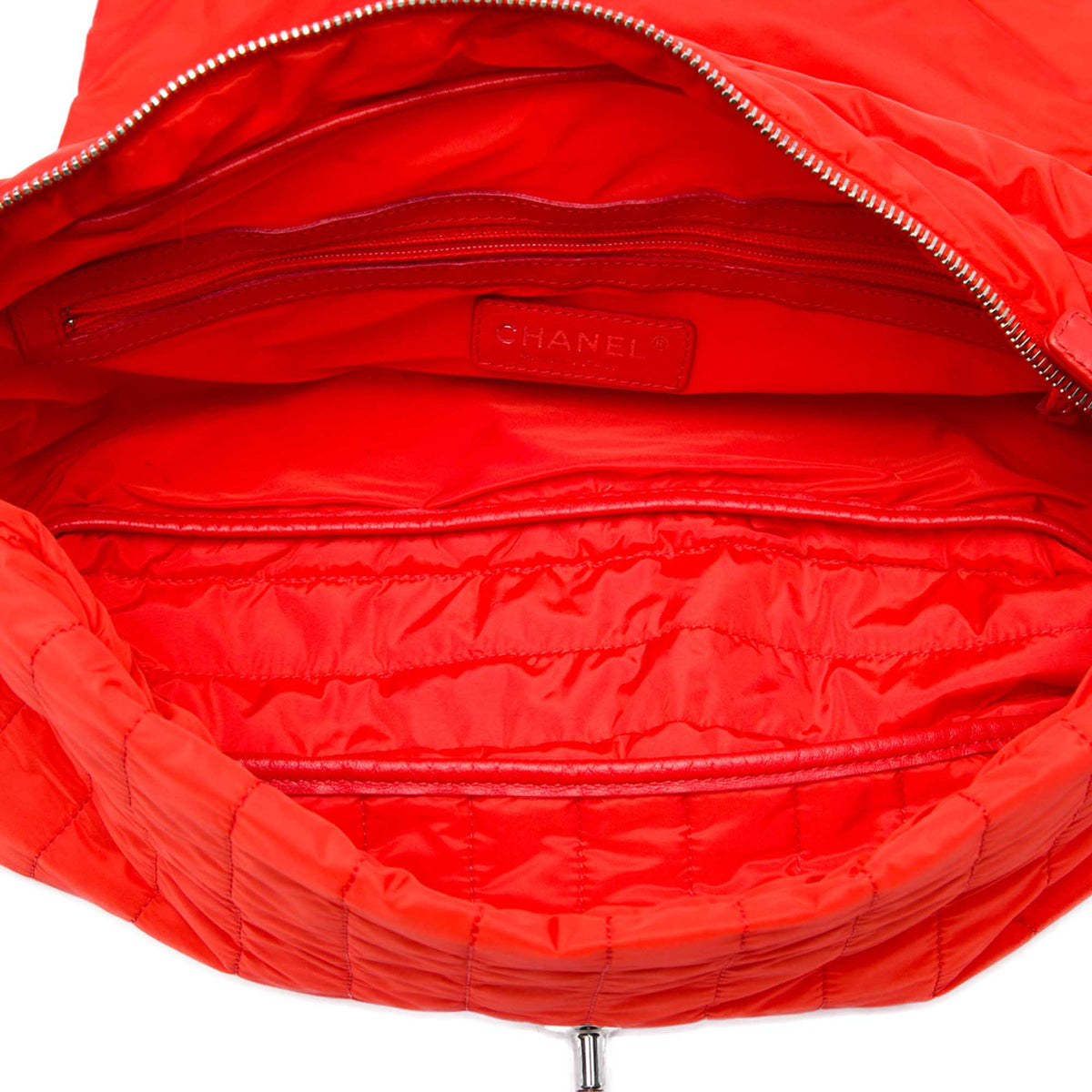 Chanel Jumbo Quilted Nylon Soft Shell Flap — Red