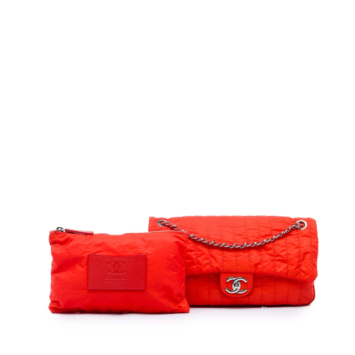 Chanel Jumbo Quilted Nylon Soft Shell Flap — Red
