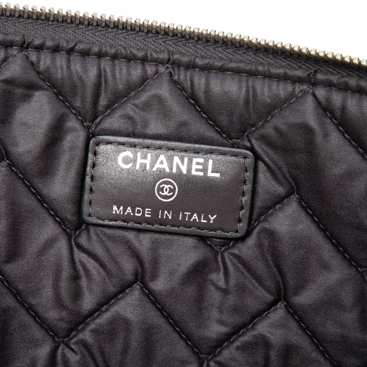 Chanel Large Distressed Chevron Patent Crossing O Case