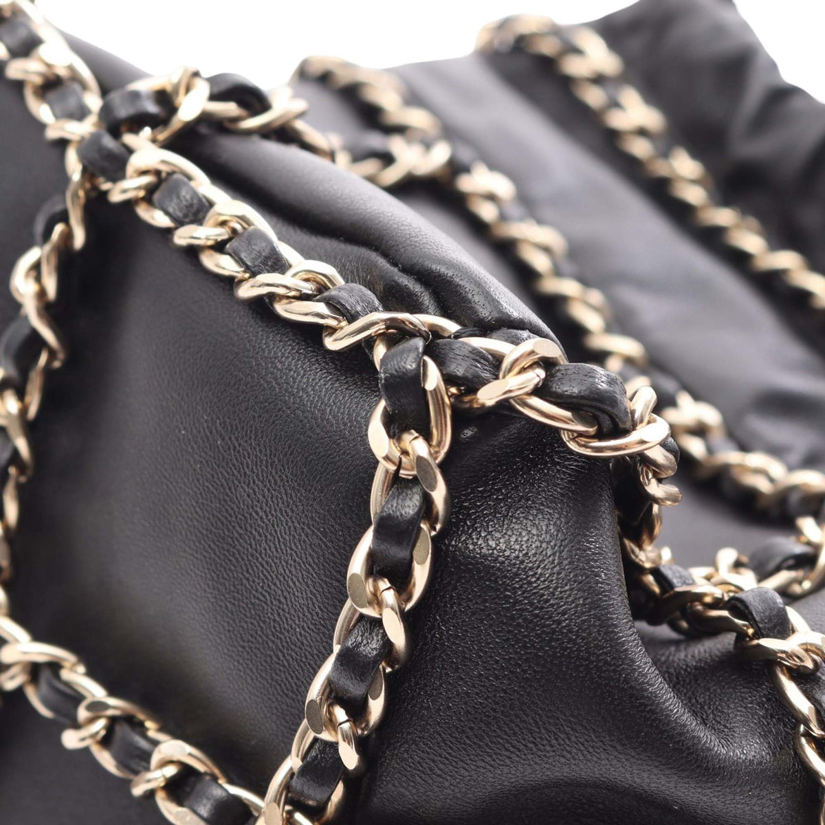 Chanel CC Lambskin Drawstring Chain Bucket Bag