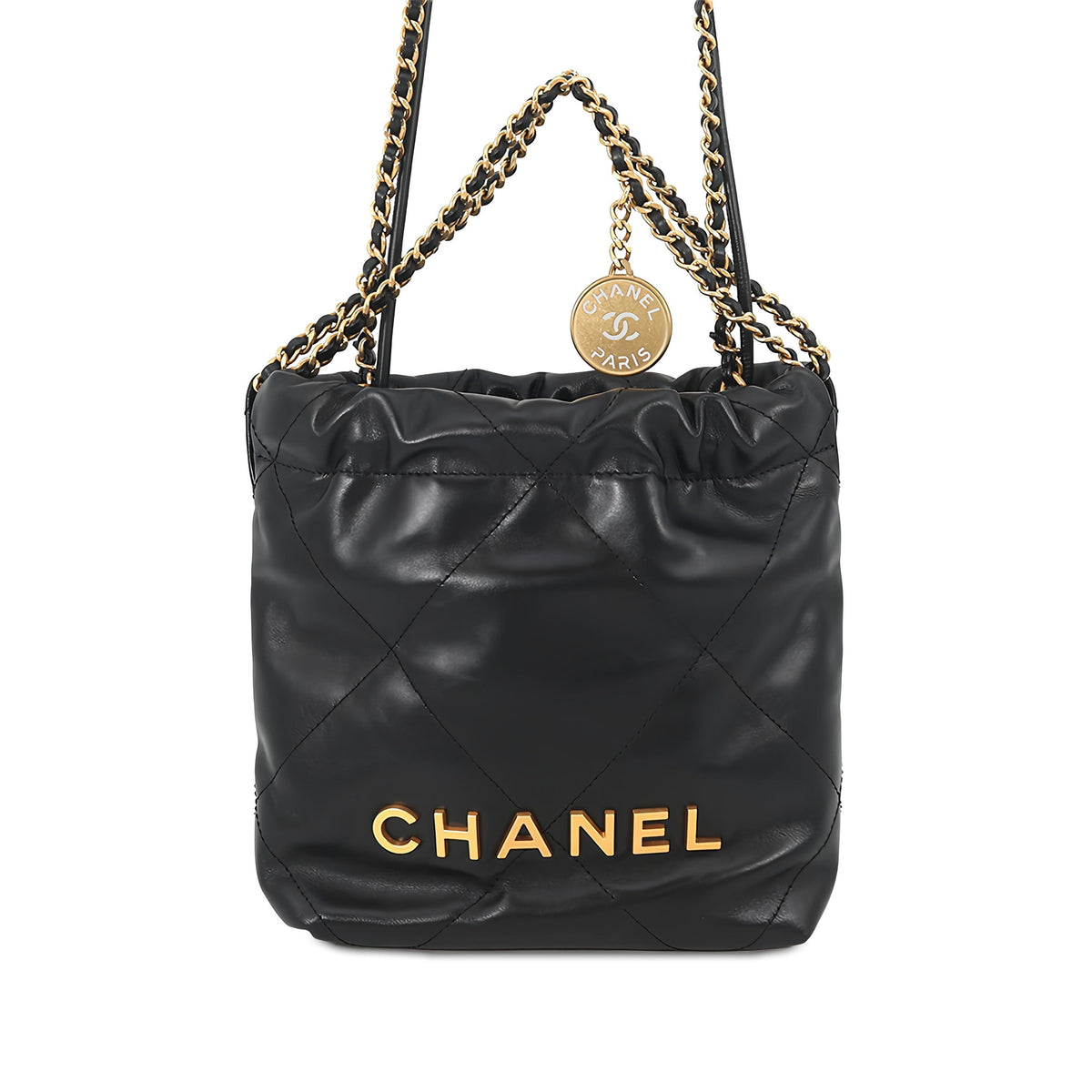 Chanel Mini Shiny Calfskin 22 Handbag — Black