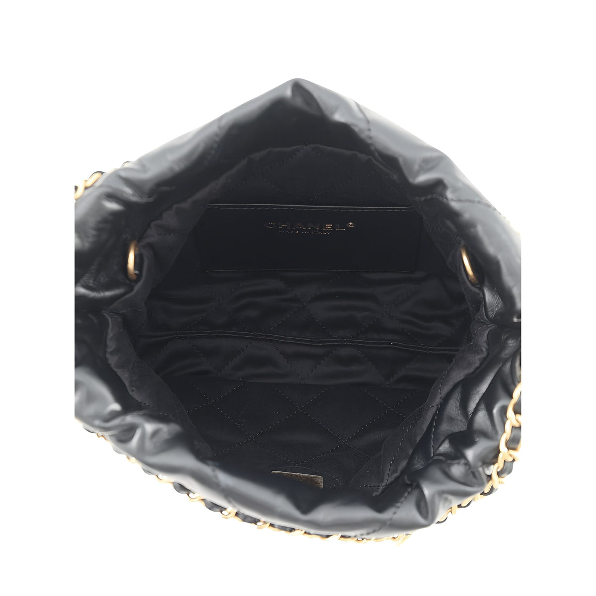 Chanel Mini Shiny Calfskin 22 Handbag — Black
