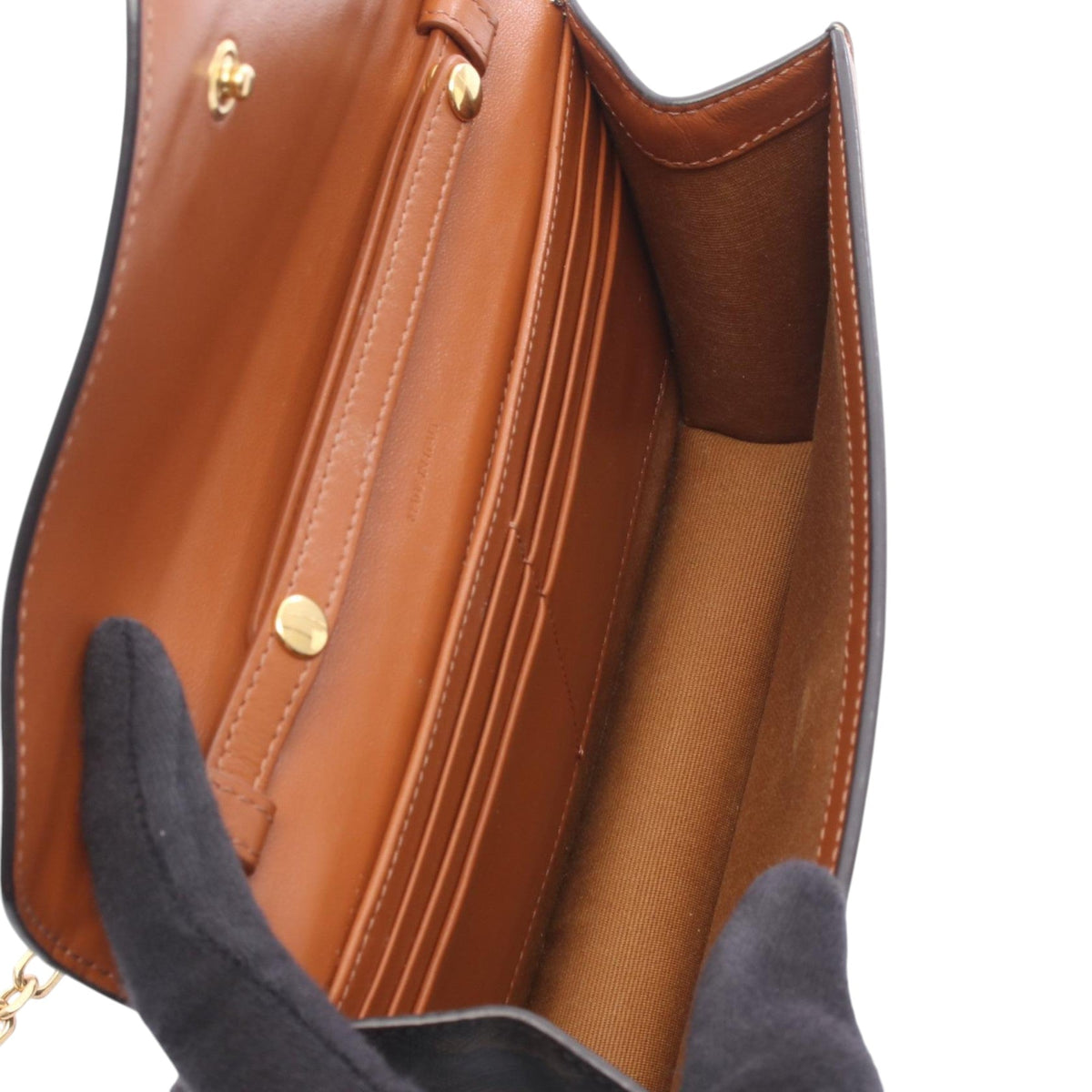 Celine Triomphe Coated Canvas Wallet On Strap — Brown