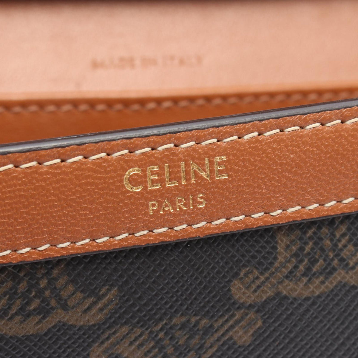 Celine Triomphe Coated Canvas Wallet On Strap — Brown