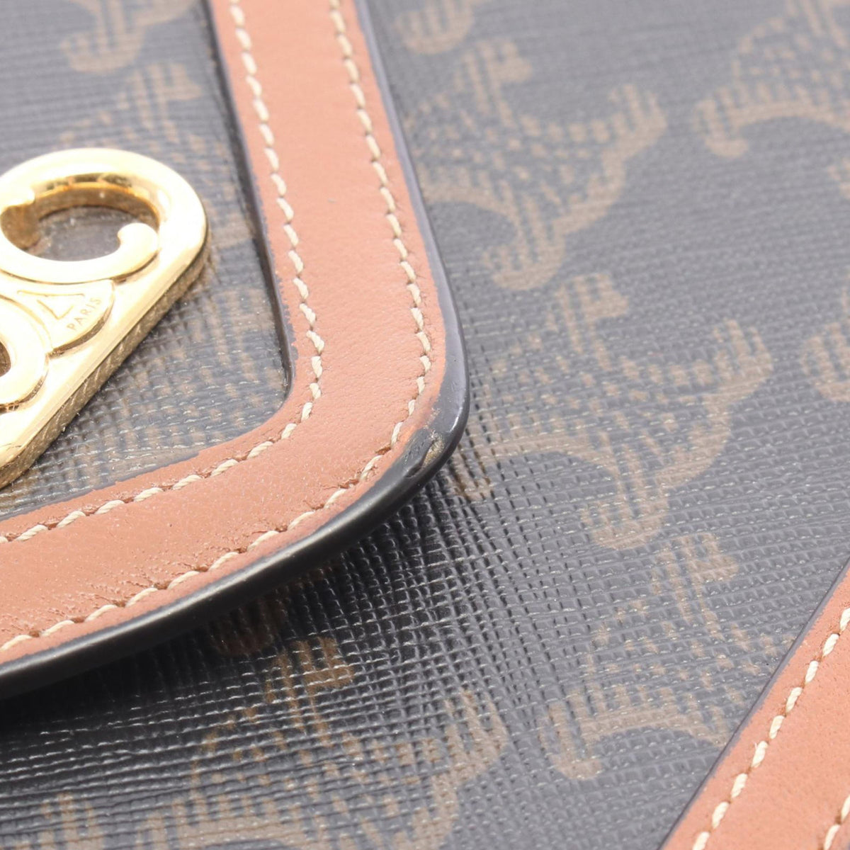 Celine Triomphe Coated Canvas Wallet On Strap — Brown