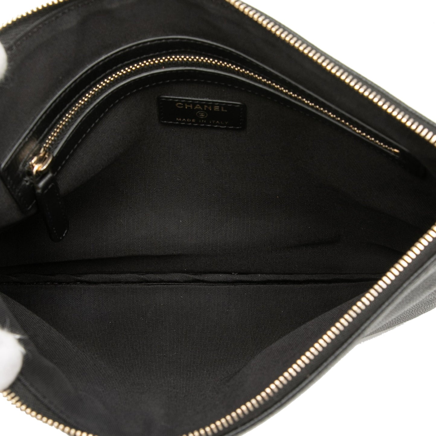 Chanel Medium Caviar Deauville Studded O Case Clutch