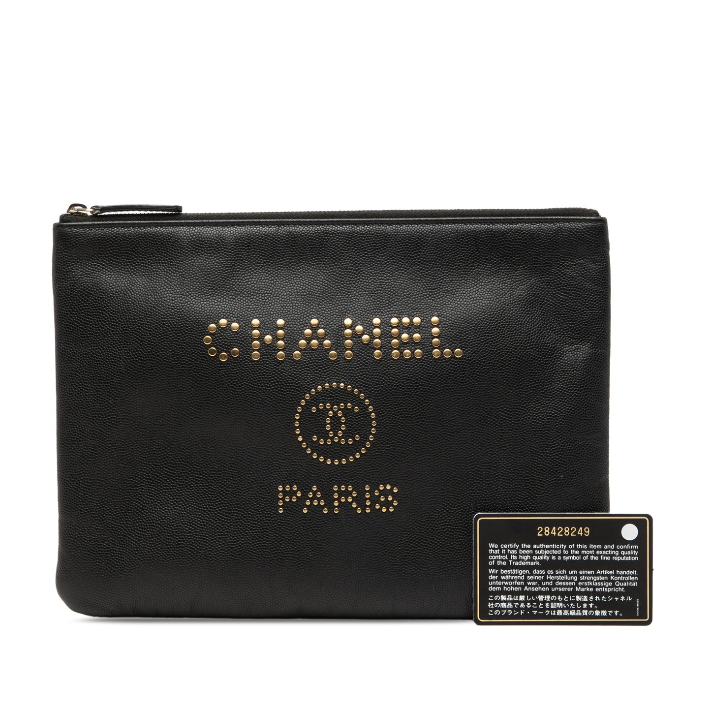 Chanel Medium Caviar Deauville Studded O Case Clutch