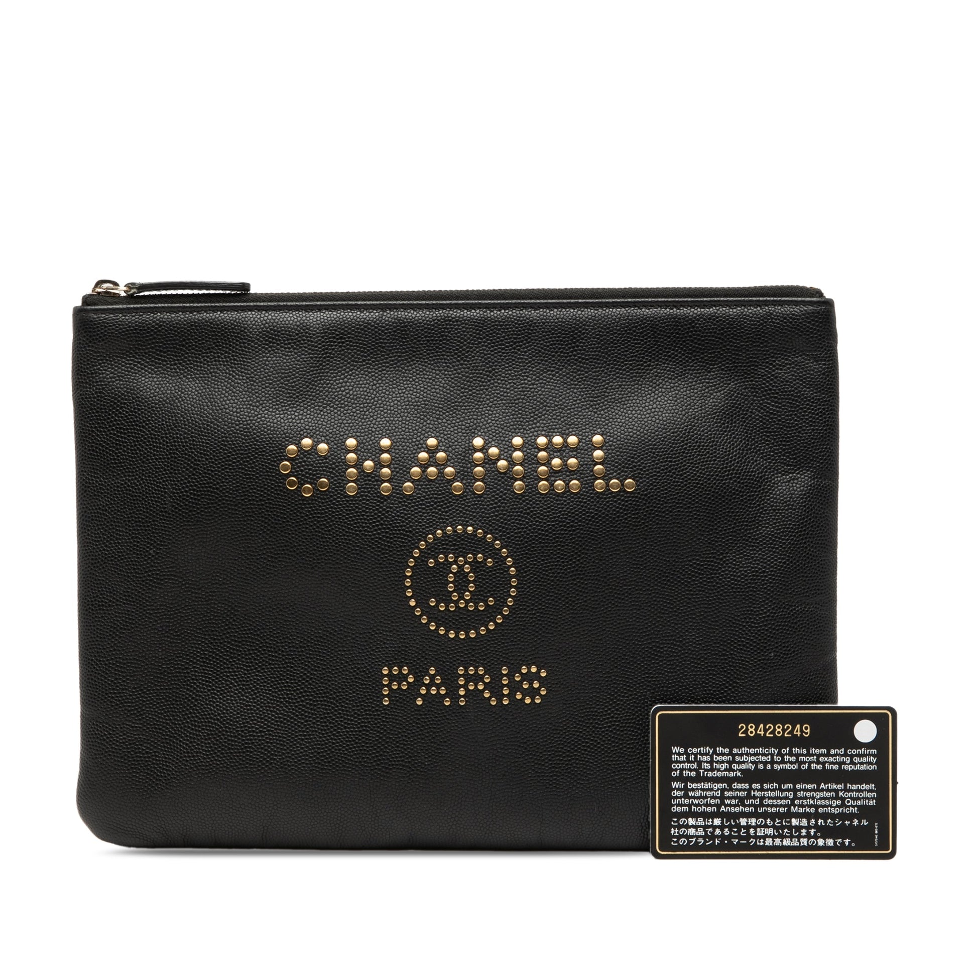 Chanel Medium Caviar Deauville Studded O Case Clutch