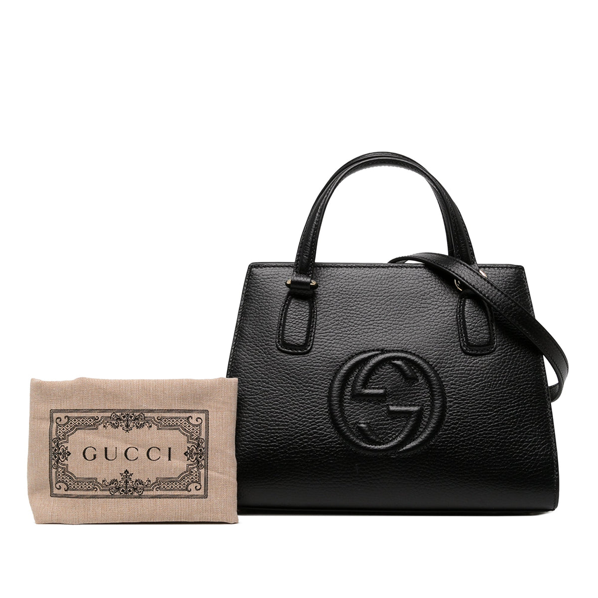 Gucci Medium Dollar Calf Soho Top Handle Convertible Tote — Black