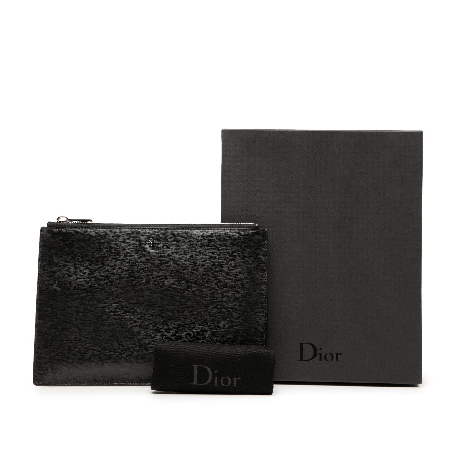 Dior Leather Bee Zip Top Pouch