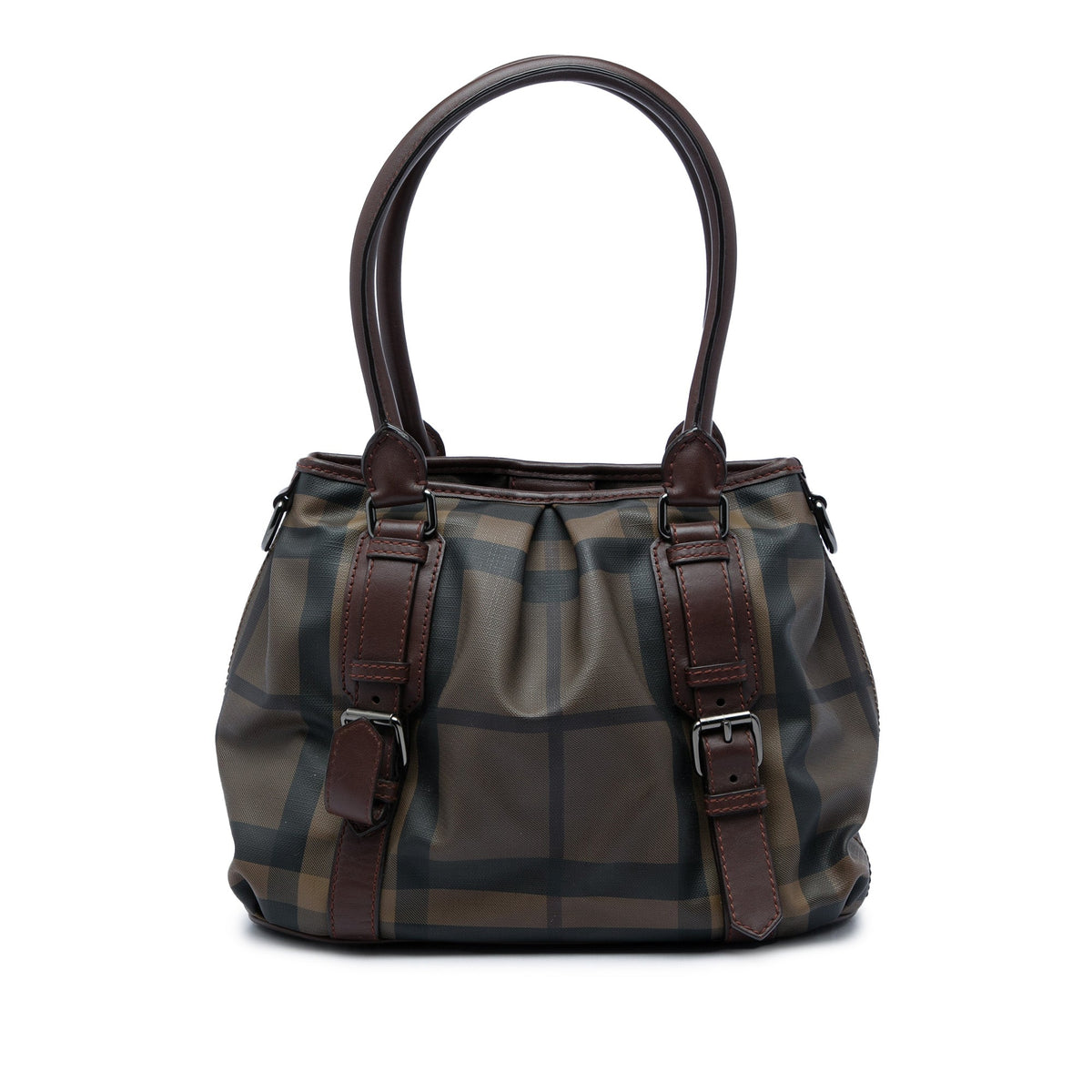Burberry Small Smoke Check Coated Canvas Northfield Satchel