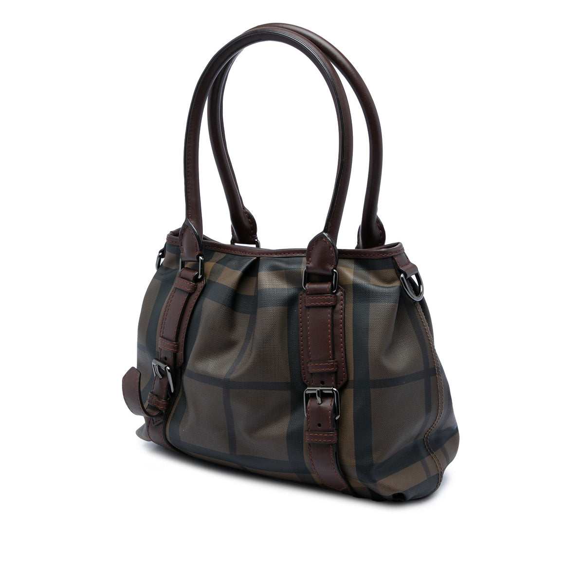 Burberry Small Smoke Check Coated Canvas Northfield Satchel