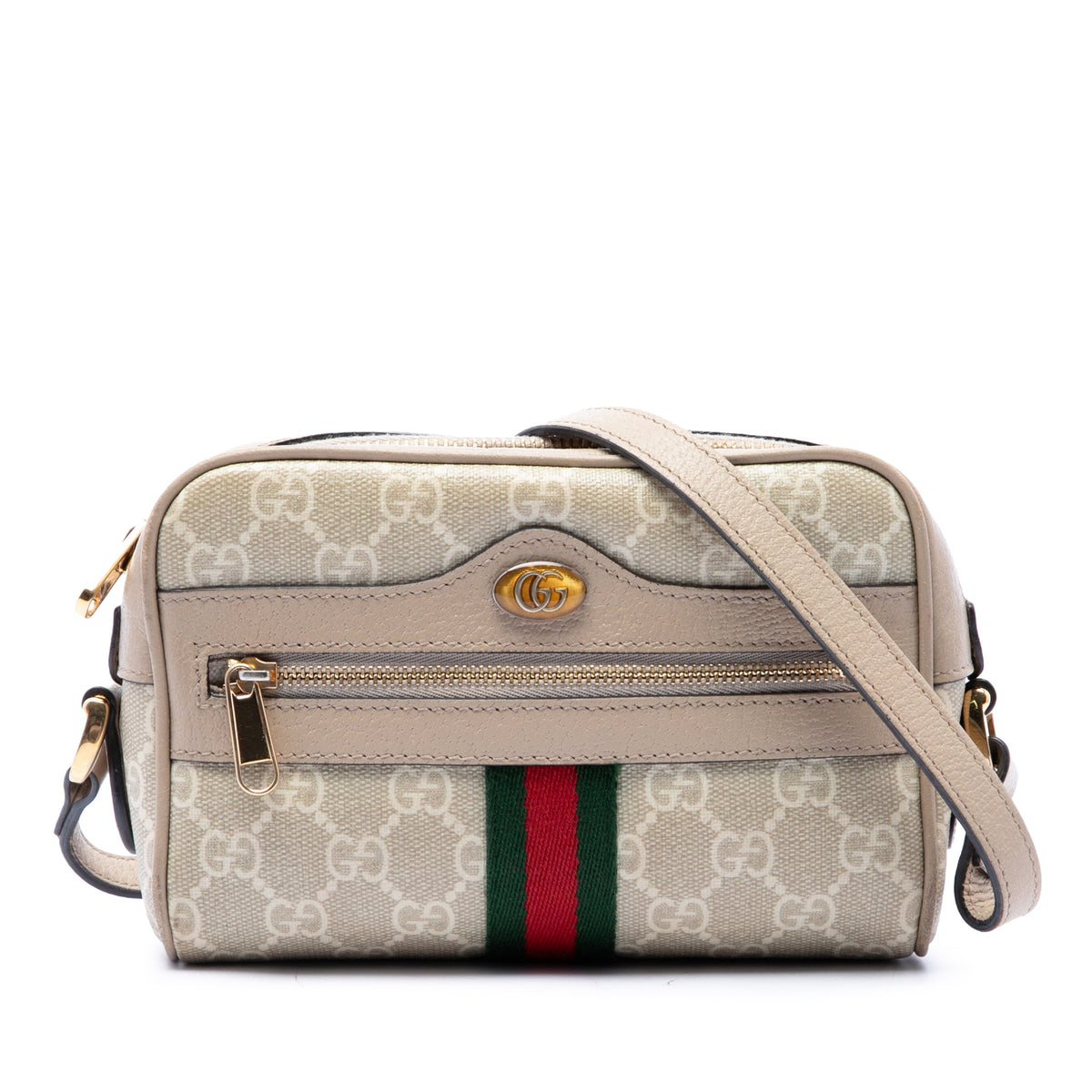 Gucci Mini GG Supreme Web Ophidia Crossbody — Beige