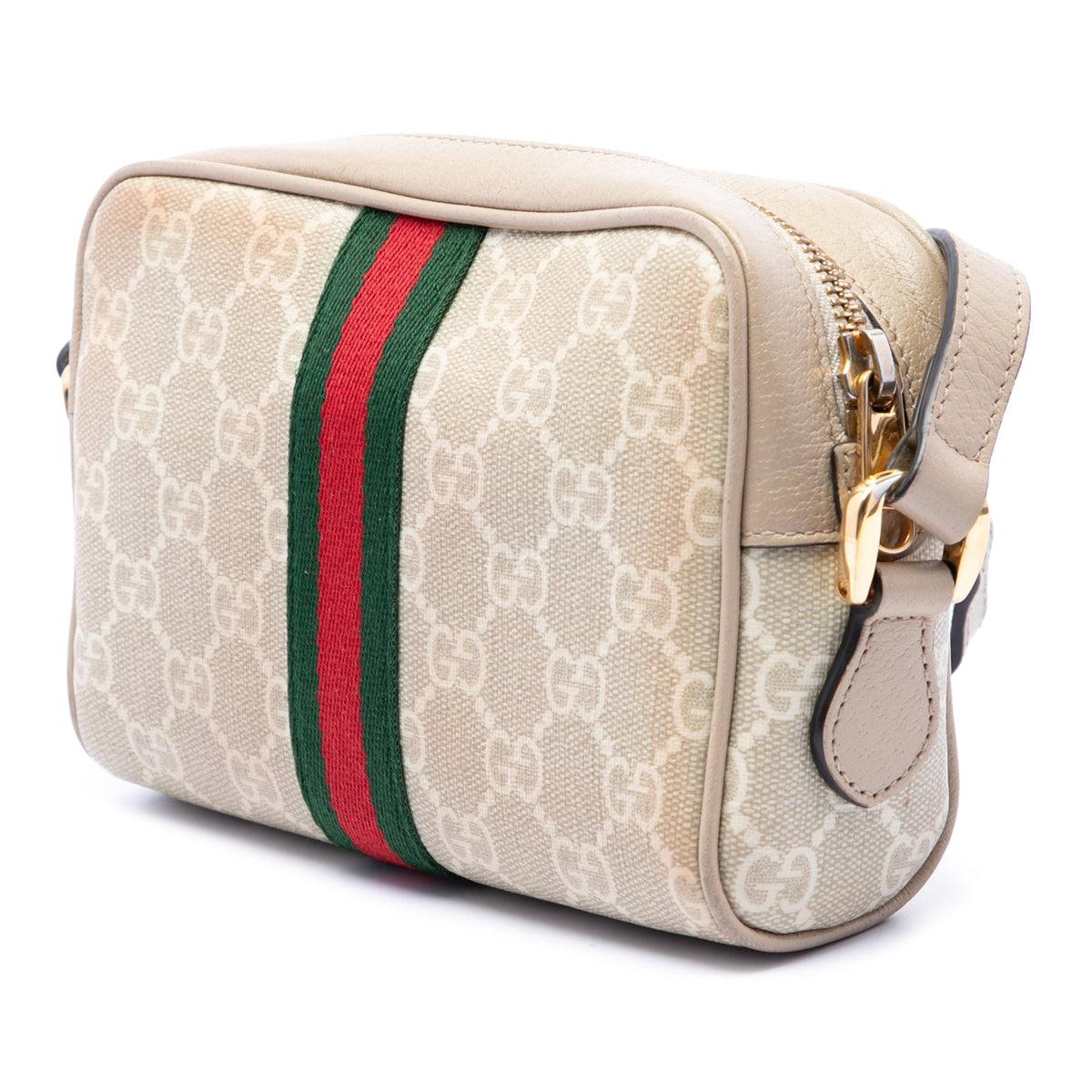 Gucci Mini GG Supreme Web Ophidia Crossbody — Beige