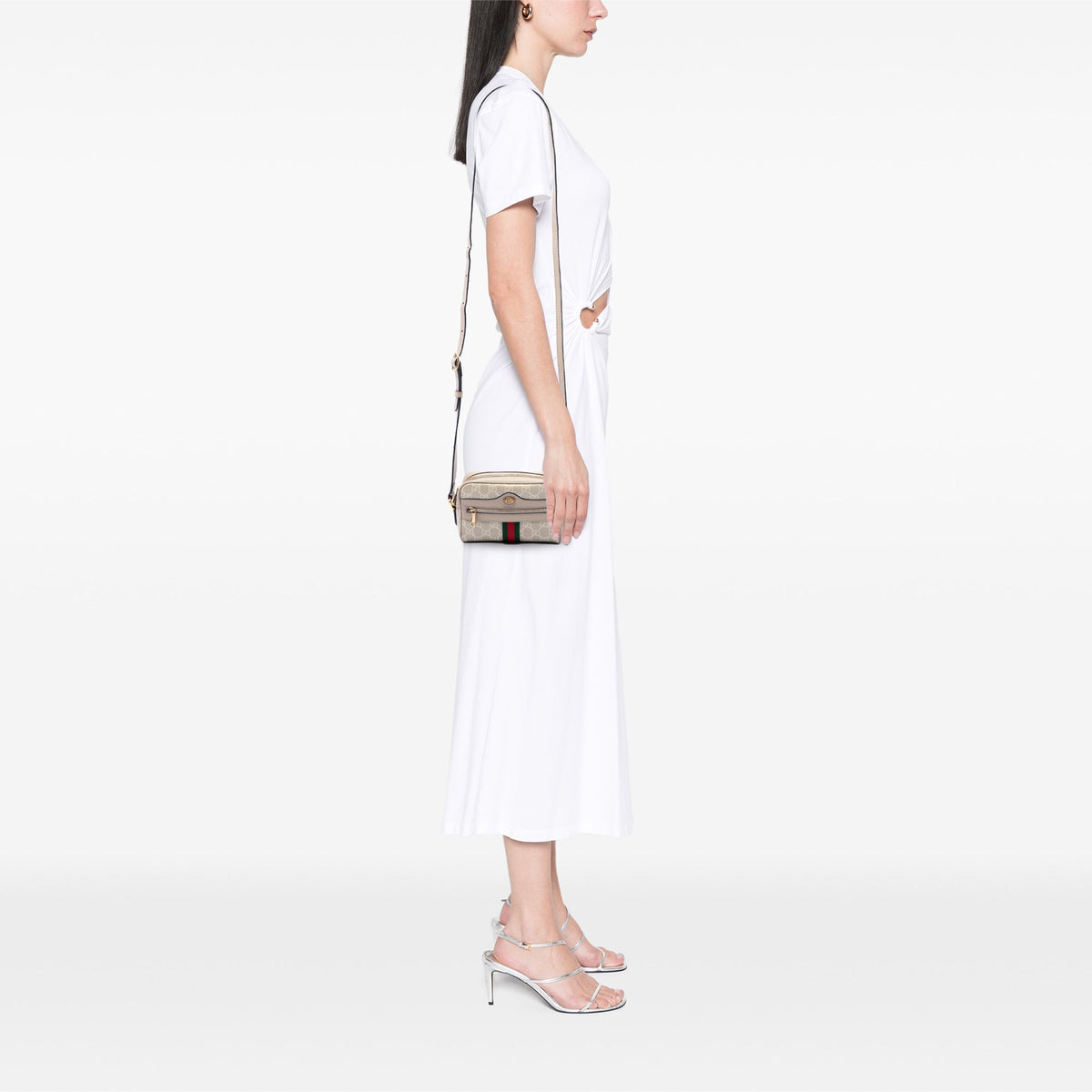 Gucci Mini GG Supreme Web Ophidia Crossbody — Beige