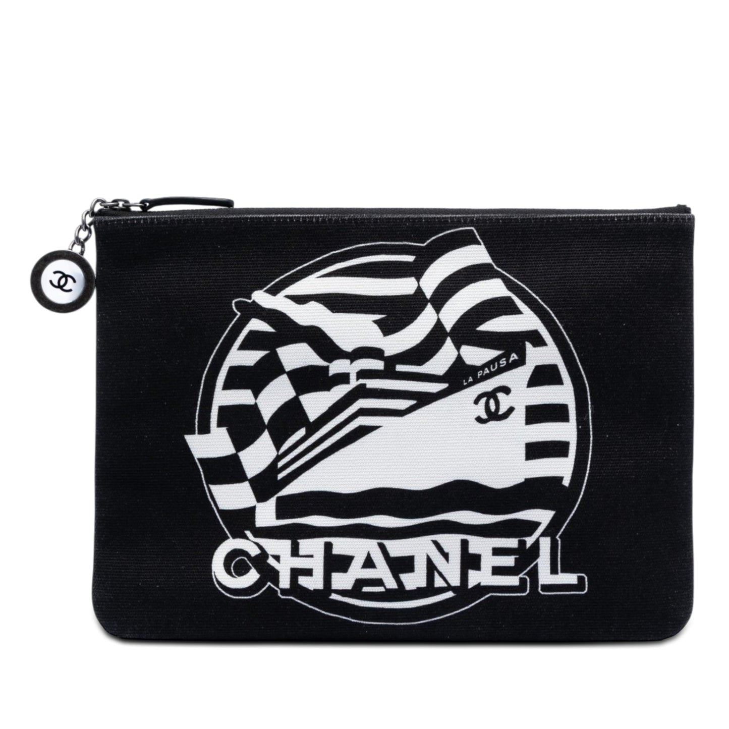 Chanel Medium Canvas La Pausa Zip O Case Clutch