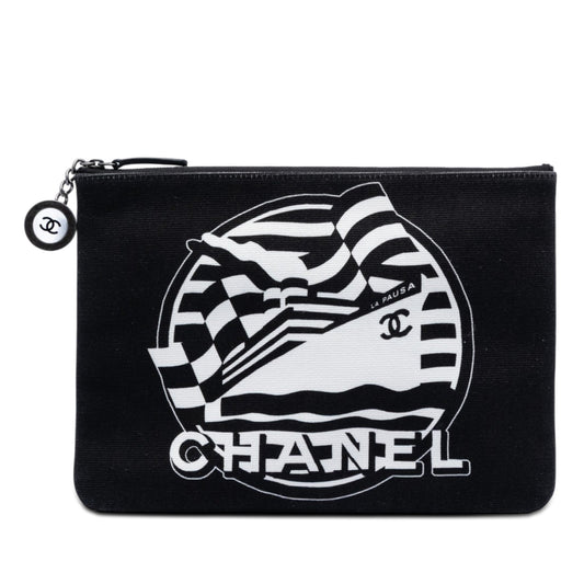 Chanel Medium Canvas La Pausa Zip O Case Clutch