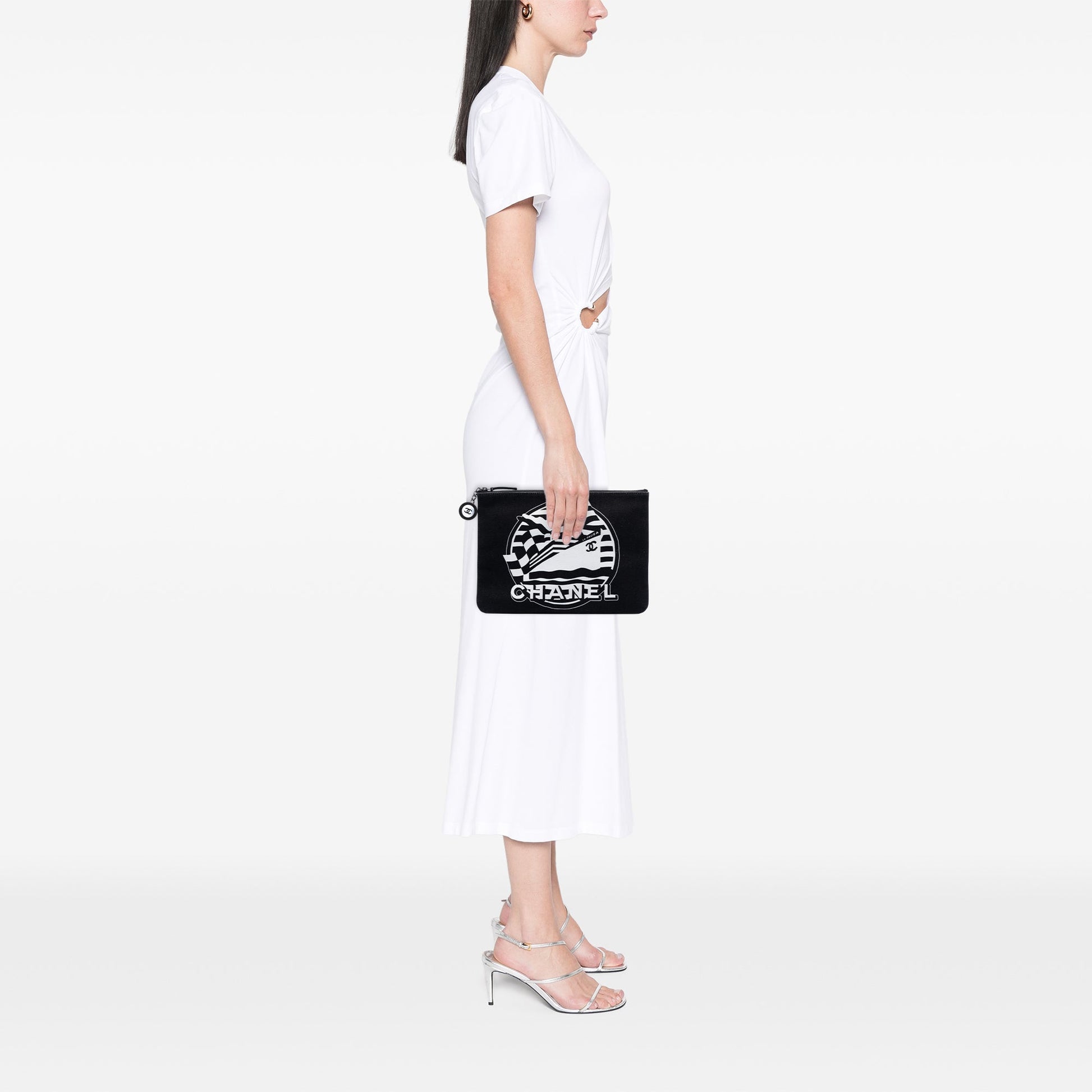 Chanel Medium Canvas La Pausa Zip O Case Clutch