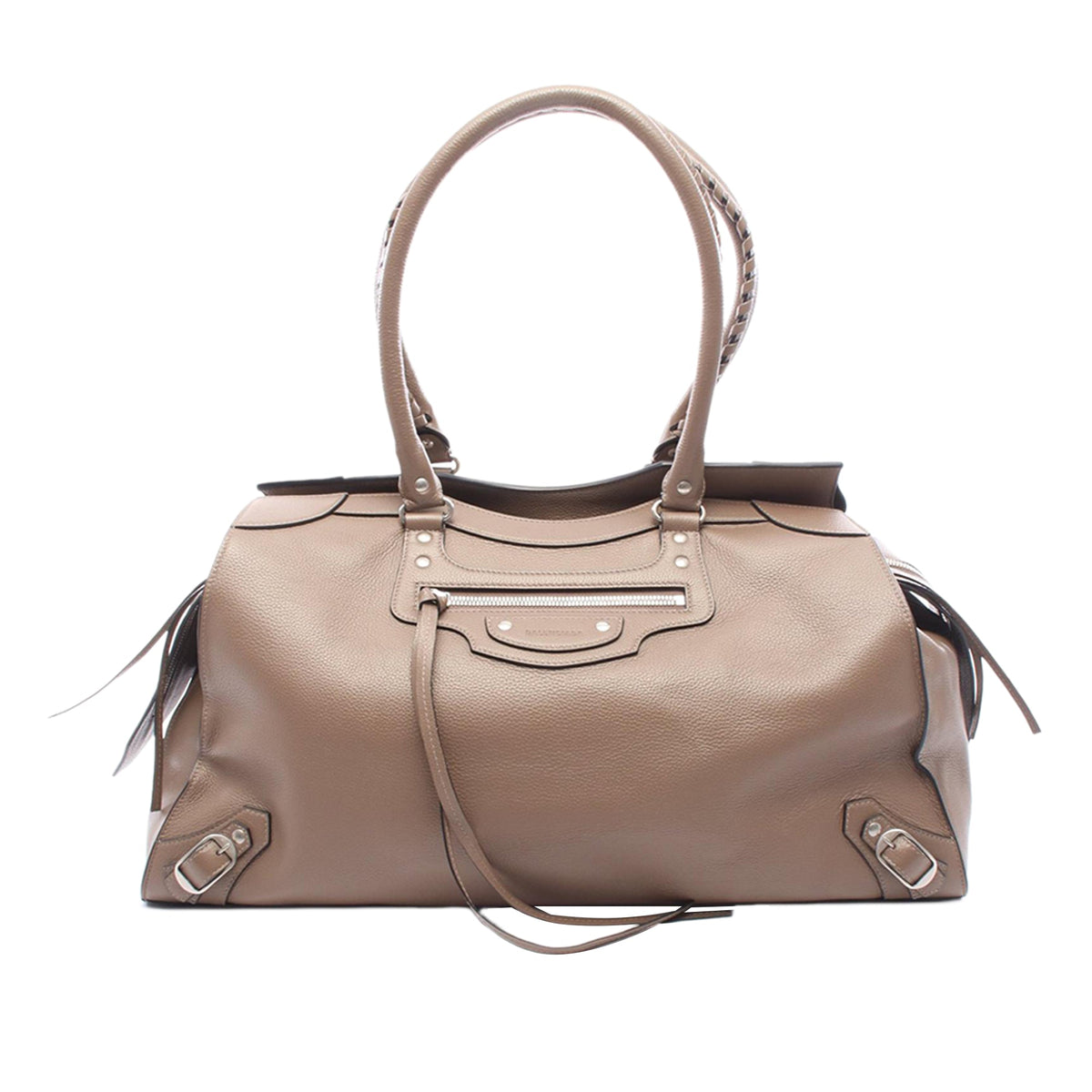 Balenciaga Large Calfskin Motocross Neo Classic City Satchel — Beige