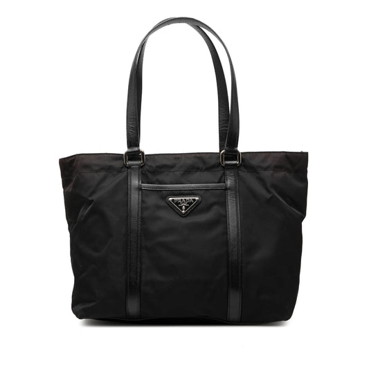 Prada Saffiano Trimmed Tessuto Tote