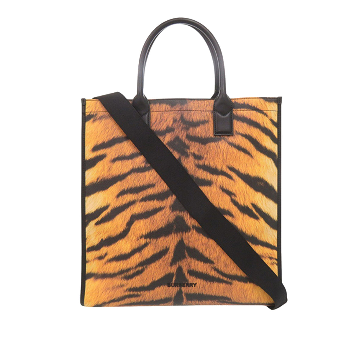 Burberry Tiger Printed Coated Canvas Slim Denny Vertical Tote