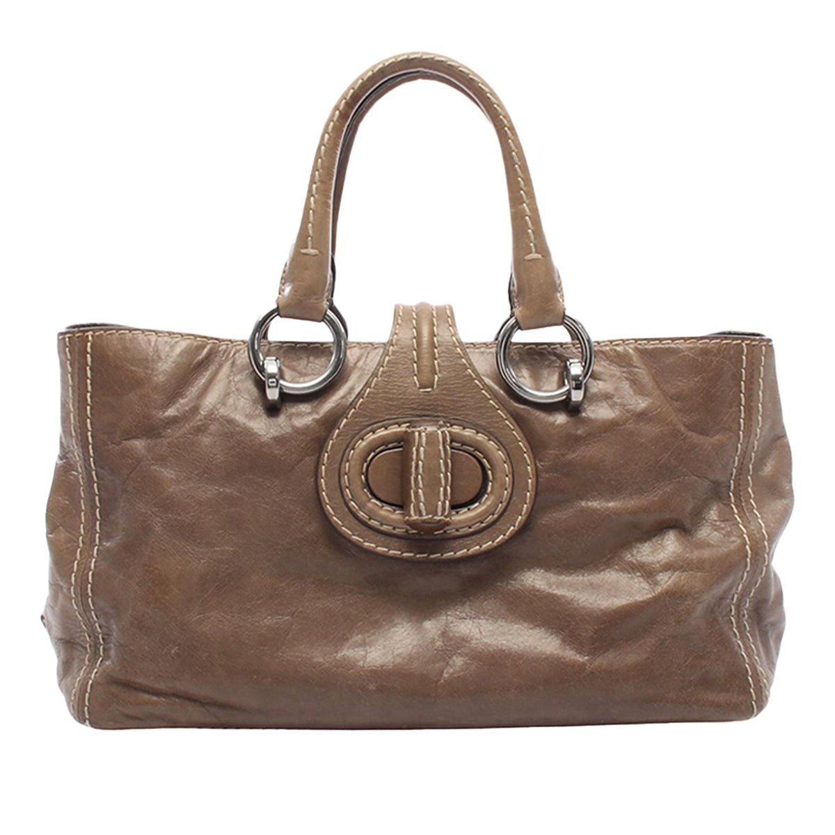 Prada Vitello Shine Tote — Brown