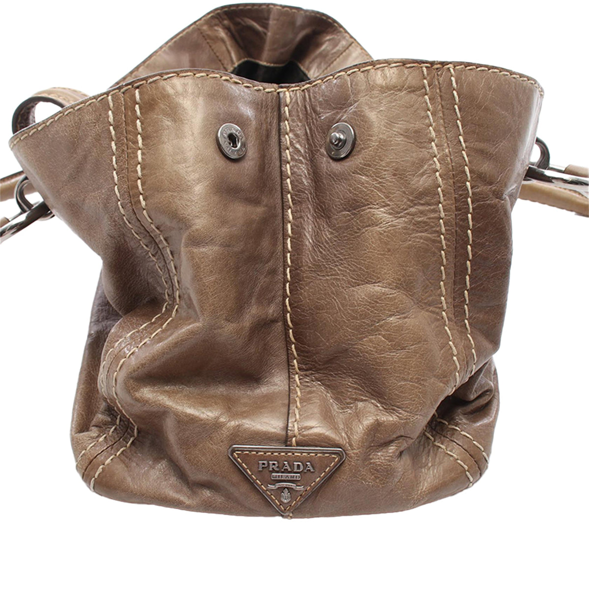 Prada Vitello Shine Tote — Brown
