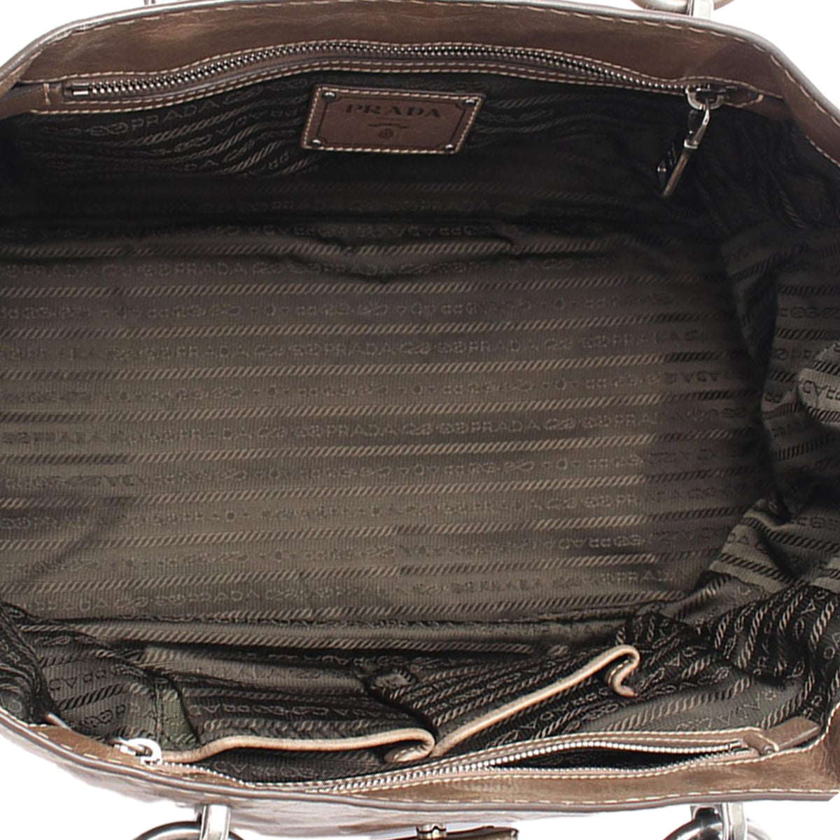 Prada Vitello Shine Tote — Brown