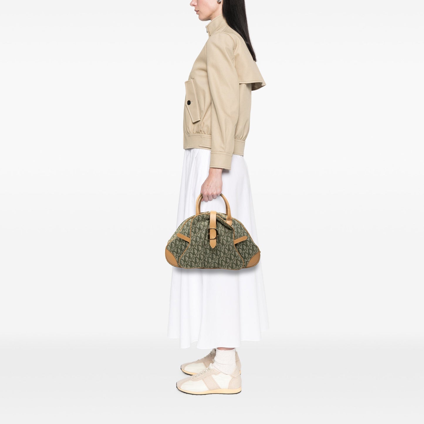 Dior Diorissimo Canvas Double Saddle Bowler Bag