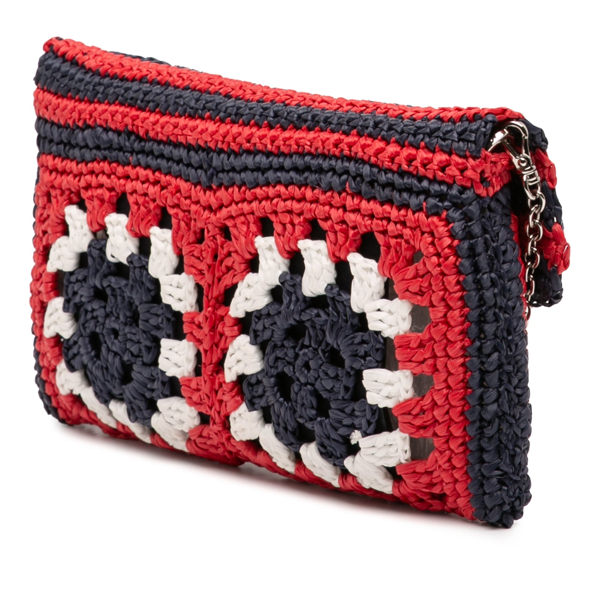 Miu Miu Multicolor Raffia Crochet Wallet on Chain