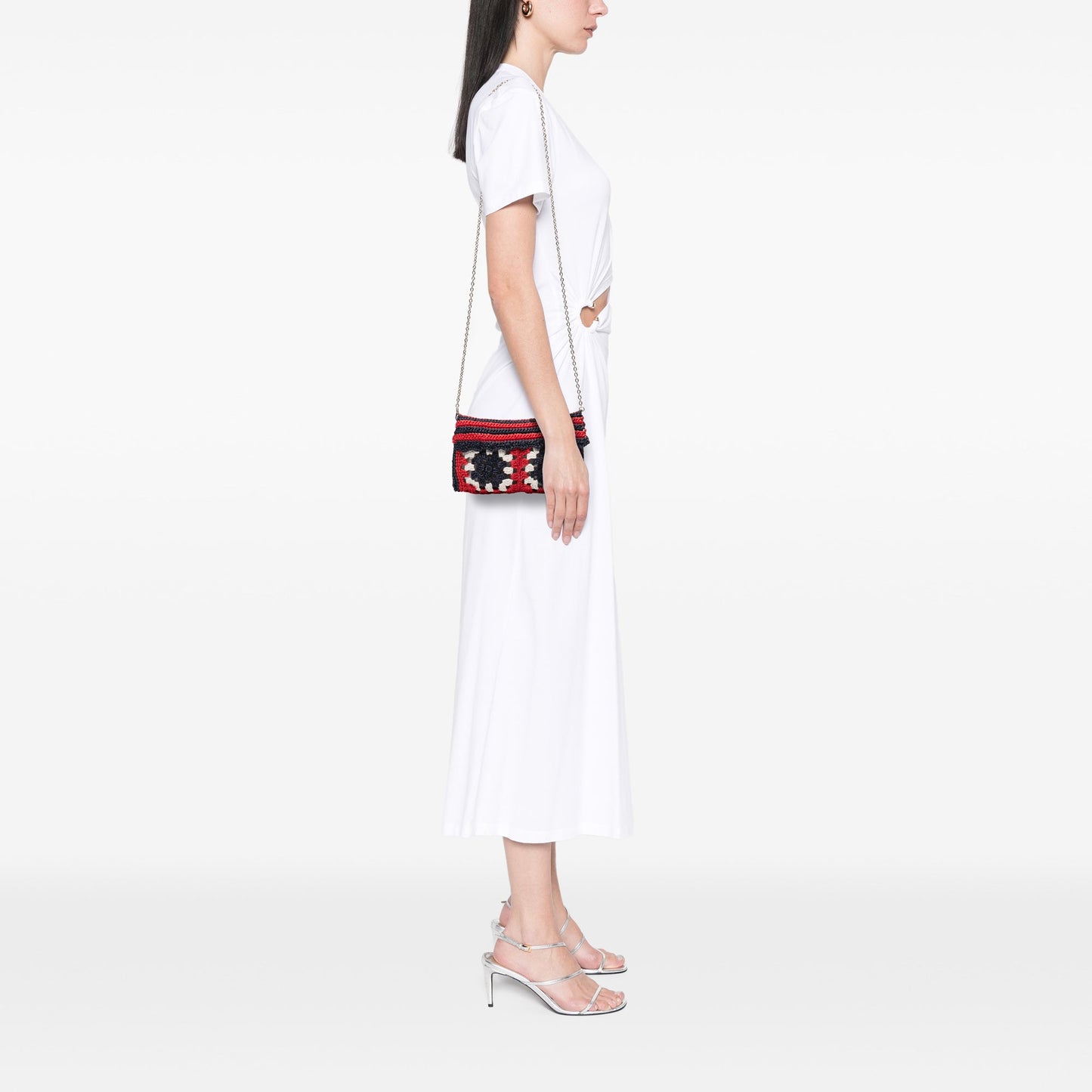 Miu Miu Multicolor Raffia Crochet Wallet on Chain