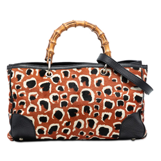 Gucci Medium Pony Hair Bamboo Shopper Satchel