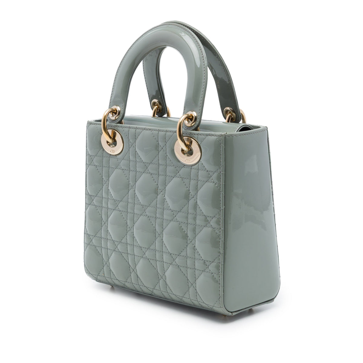 Dior Small Patent Cannage Lady Dior — Gray