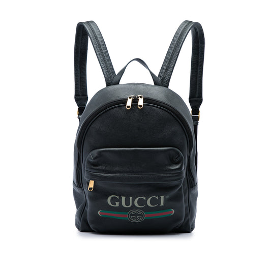 Gucci Leather Logo Backpack