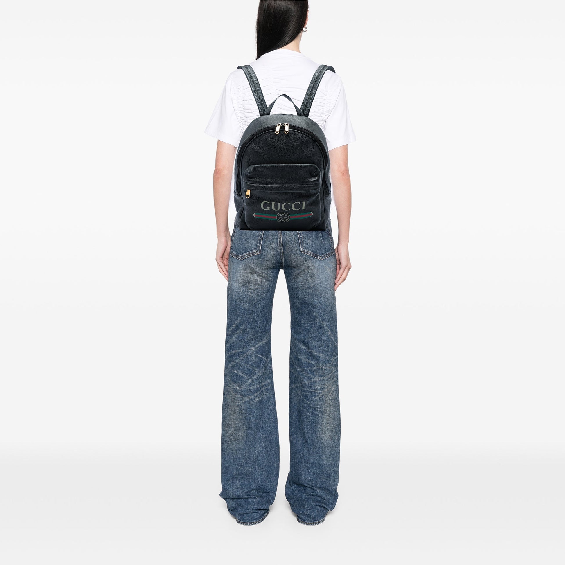 Gucci Leather Logo Backpack