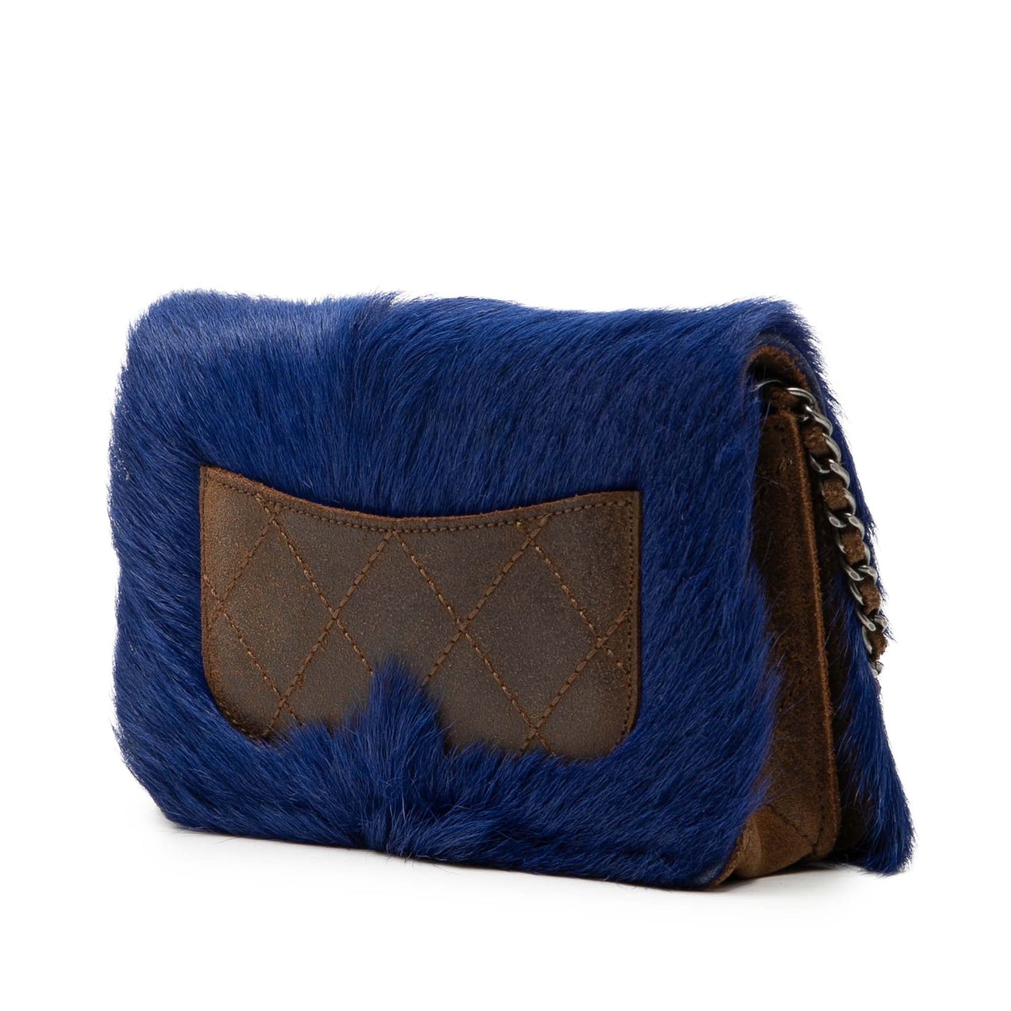 Chanel Paris Edinburgh Fur and Distressed Leather Wallet on Chain